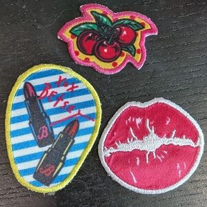 Betsey Johnson Pink Lip and Cherry Patches